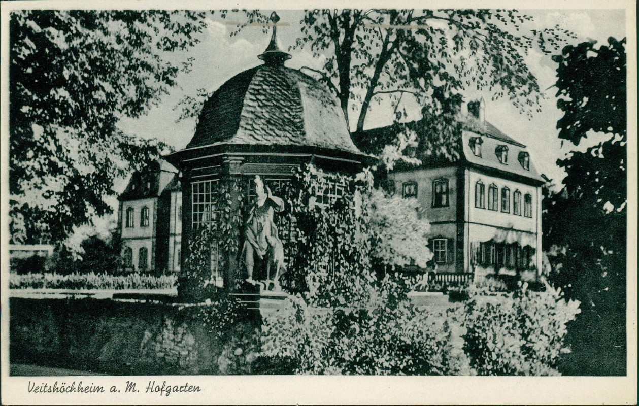 vergrößern: Bildseite historische Ansichtskarte von 1940: Schloss Hofgarten:: Veitshöchheim