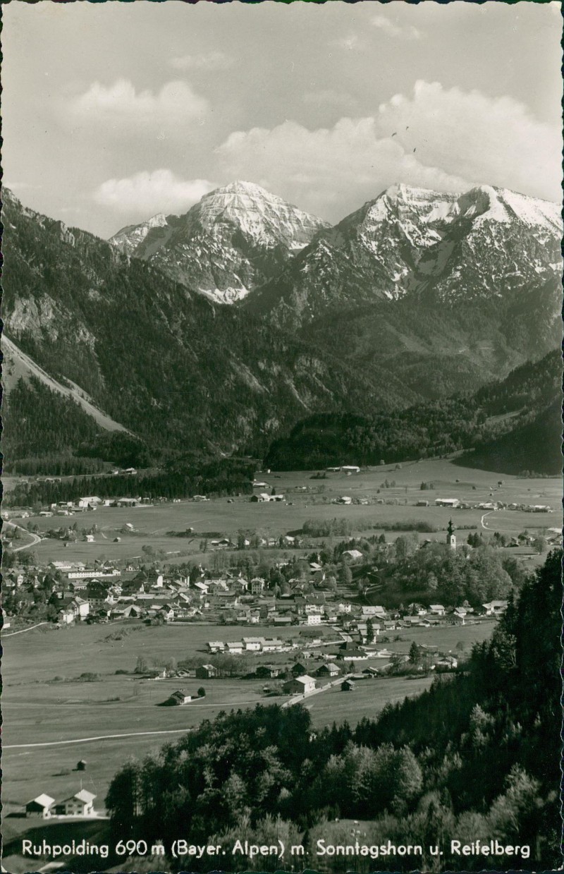 zoom: Image side vintage Postcard from 1963: Sonntagshorn u. Reifelberg:: Ruhpolding