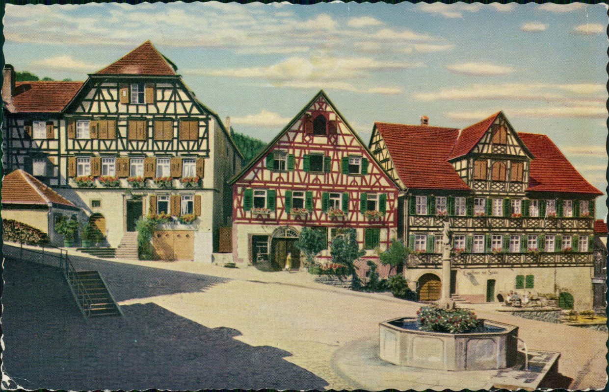 vergrößern: Bildseite historische Ansichtskarte von 1962: Marktplatz Colorfotokarte:: Schiltach