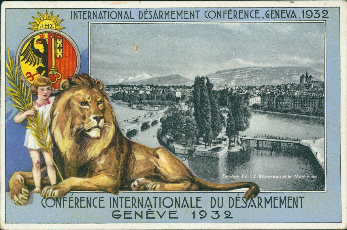 zoom: Image side vintage Postcard from 1932: INTERNATIONAL DÉSARMEMENT CONFERENCE.:: Geneva