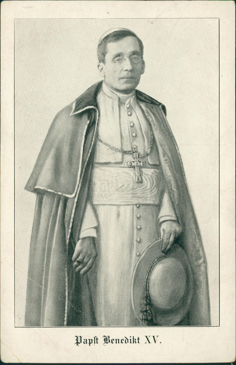 vergrößern: Bildseite historische Ansichtskarte von 1928: Papst Vatikan Vaticano Benedikt XV::