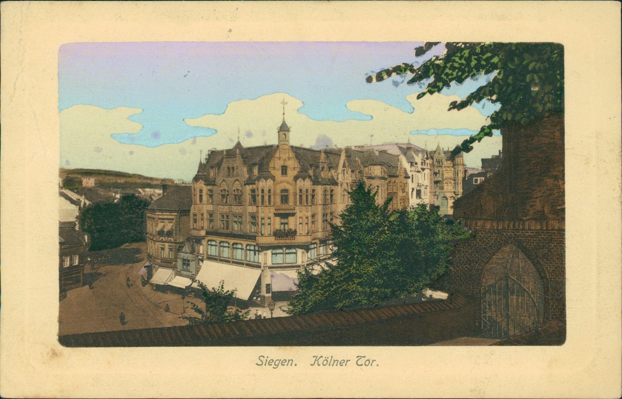 zoom: Image side vintage Postcard from 1991: Straßenpartie am Kölner Tor:: Siegen