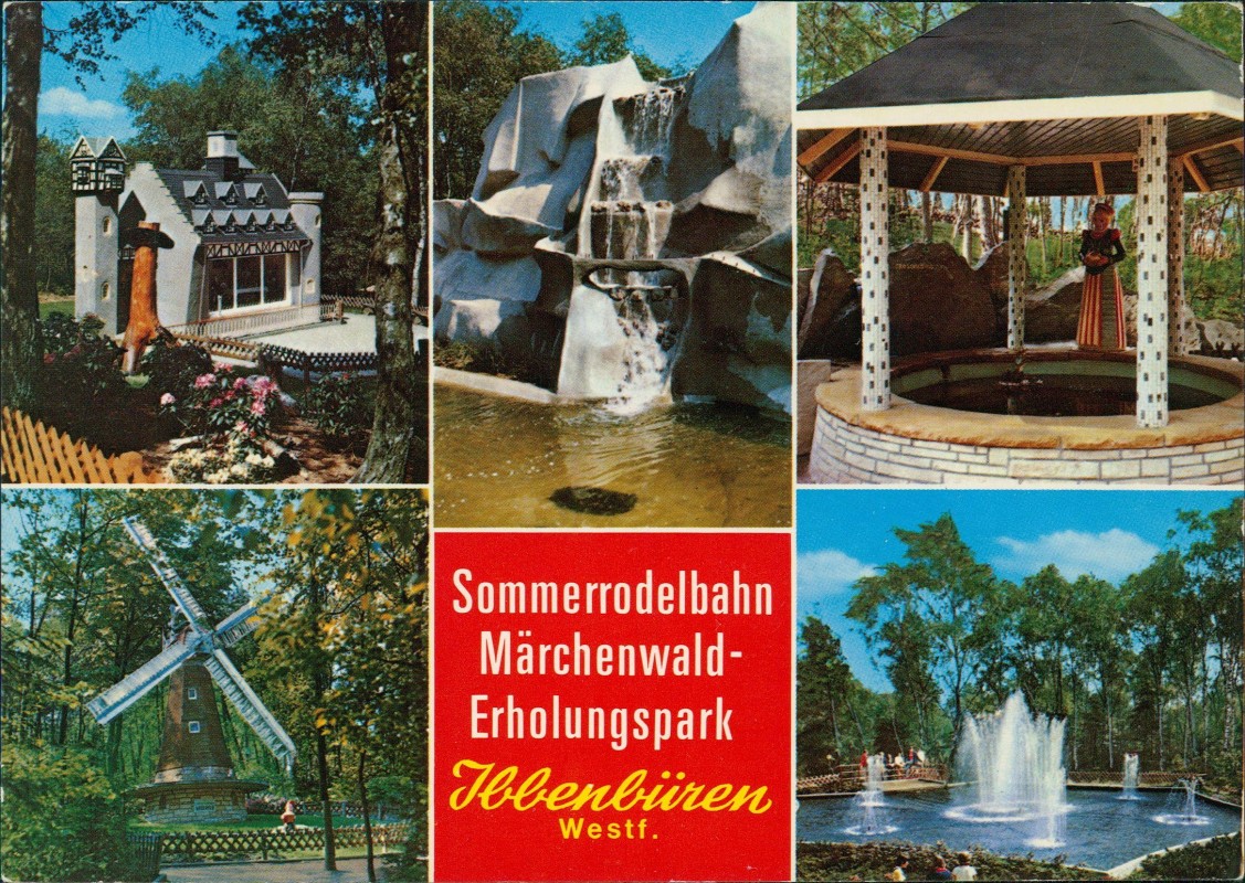 zoom: Image side vintage Postcard from 1960: Mehrbildkarte von der Sommerrodelbahn & Märchenwald Ibbenbüren:: Ibbenbüren