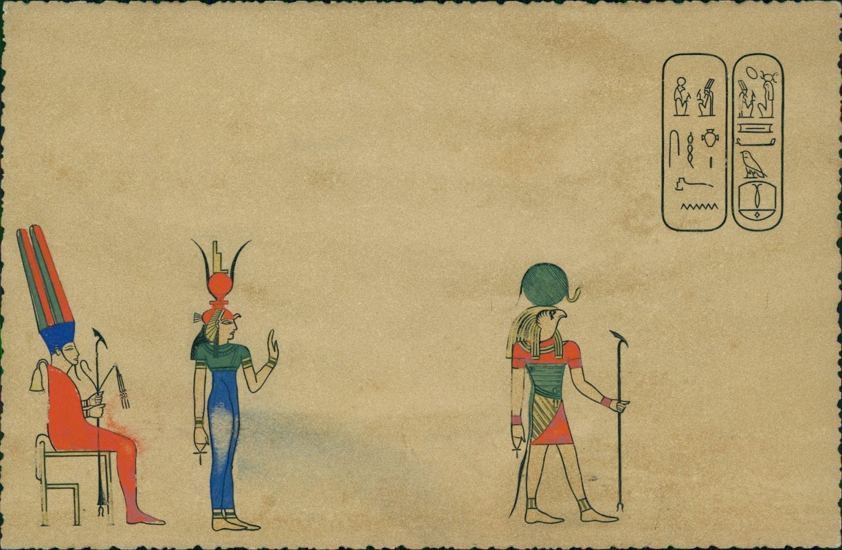 zoom: Image side vintage Postcard from 1914: Kunst Ramses Papyrus Künstlerkarte:: Ägypten (allgemein)