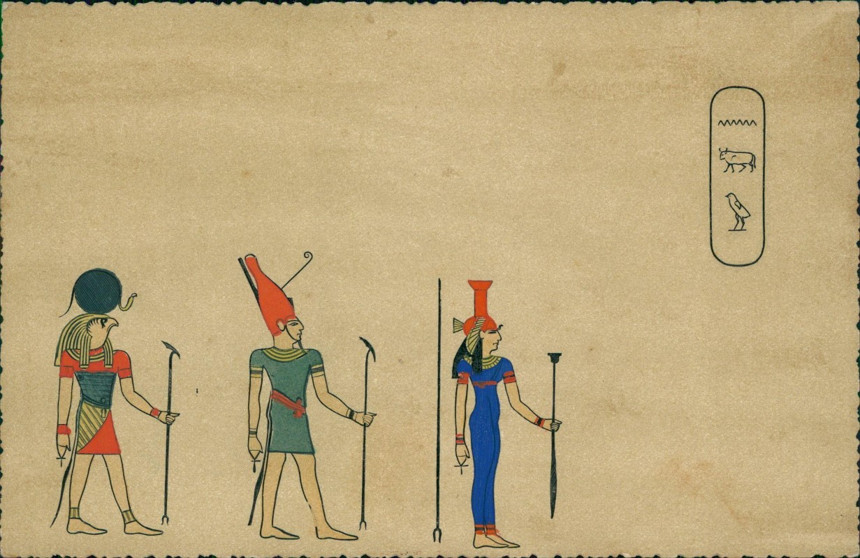 zoom: Image side vintage Postcard from 1914: Kunst Ramses Papyrus Künstlerkarte Egypt:: Ägypten (allgemein)