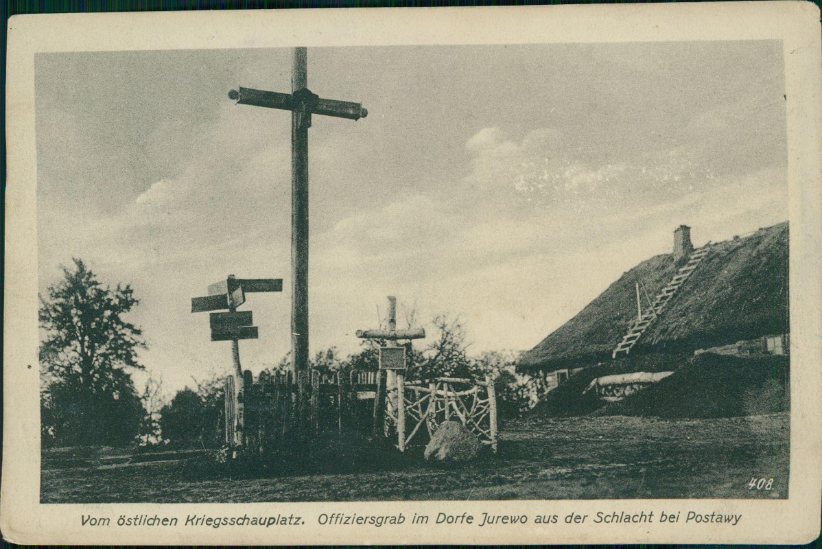 zoom: Image side vintage Postcard from 1917: WK1 Militaria WK1 Dorf Jurewo:: Поставы, Postawy
