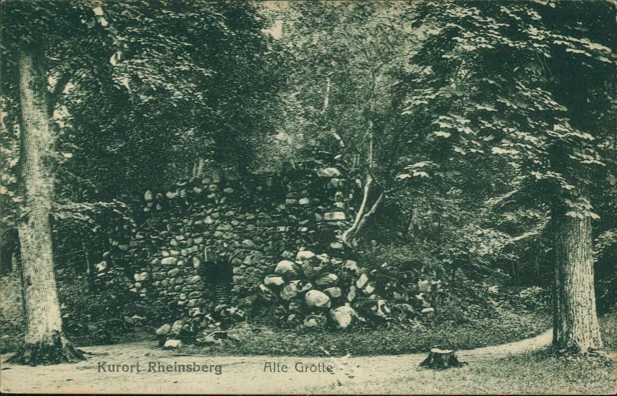 vergrößern: Bildseite historische Ansichtskarte von 1912: Partie an der alten Grotte:: Rheinsberg