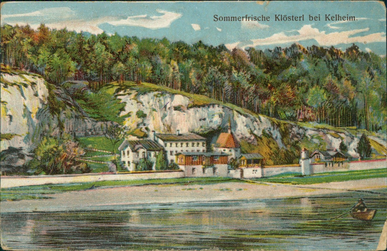 zoom: Image side vintage Postcard from 1916: Sommerfrische Klösterl - Künstlerkarte:: Kelheim