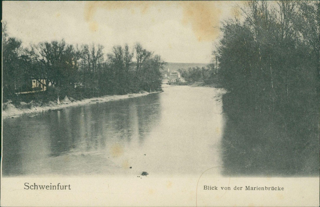 vergrößern: Bildseite historische Ansichtskarte von 1911: Blick von der Marienbrücke:: Schweinfurt