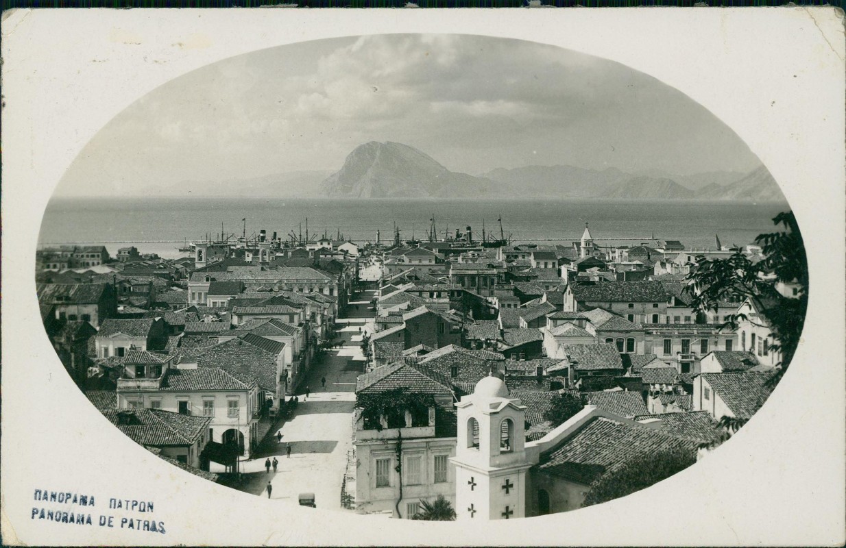zoom: Image side vintage Postcard from 1918: Straßenblick:: Patra Πάτρα