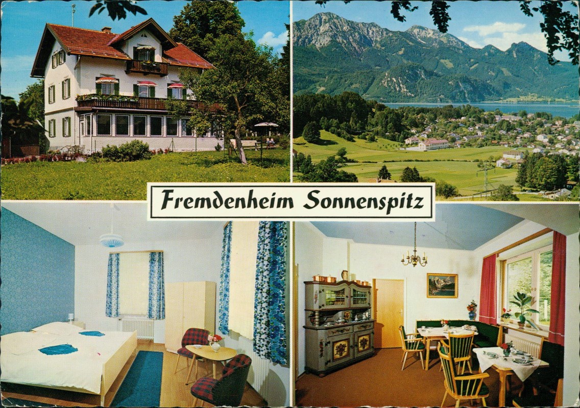 zoom: Image side vintage Postcard from 1967: 4 Bild Fremdenheim Sonnenspitz:: Kochel am See