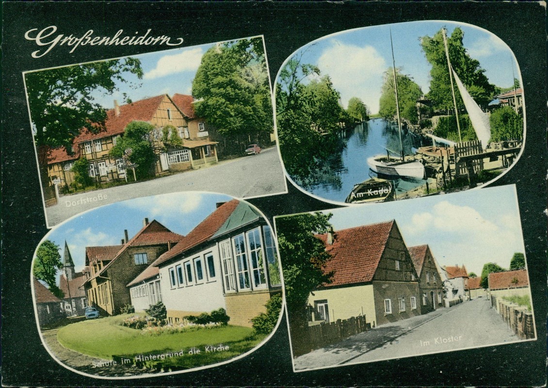zoom: Image side vintage Postcard from 1967: 4 Bild Dorfstraße Hafen:: Großheidorn-Wunstorf