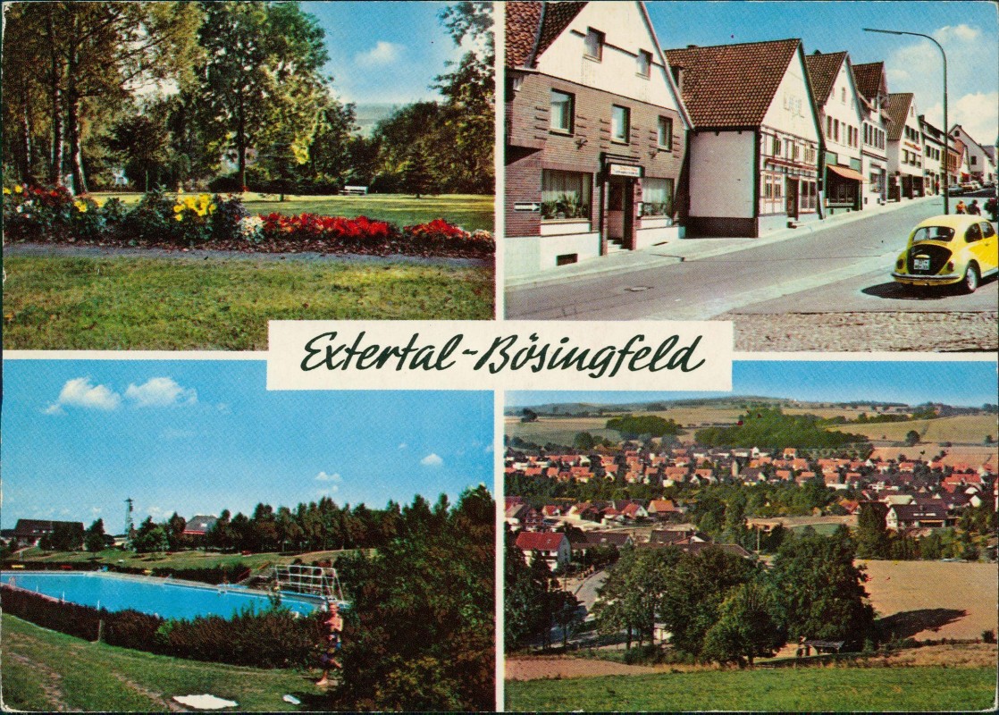 zoom: Image side vintage Postcard from 1972: Schwimmbad Stadt Straße 4 Bild:: Extertal