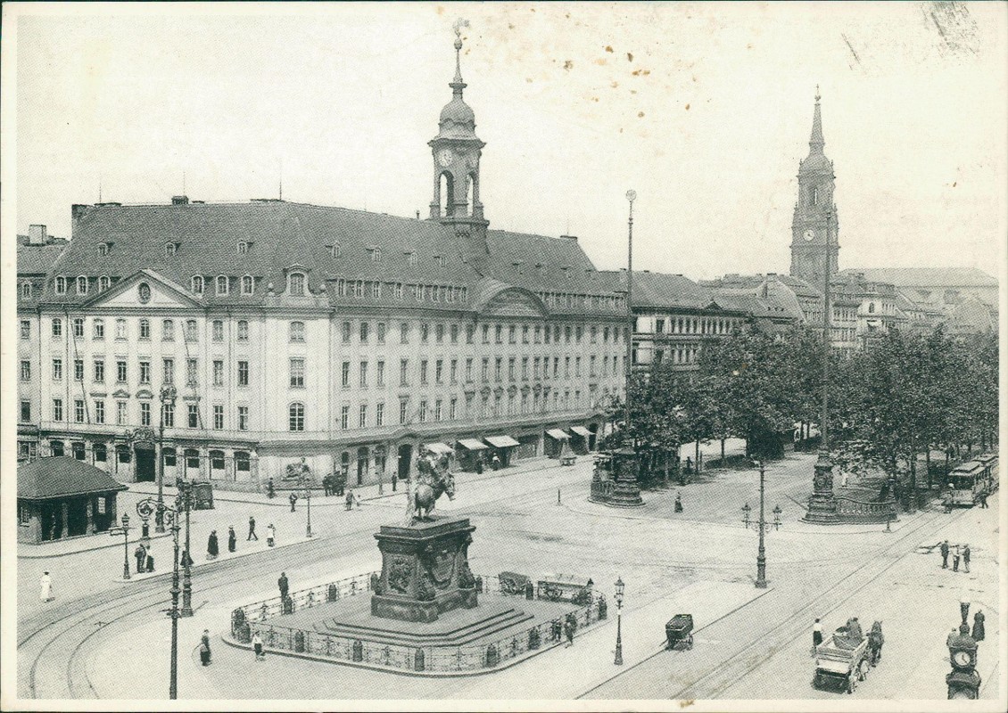 zoom: Image side vintage Postcard from 2003: Hauptstraße König-Apotheke:: Innere Neustadt-Dresden