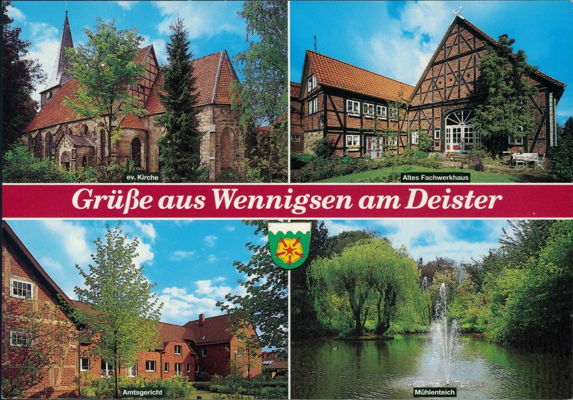 vergrößern: Bildseite historische Ansichtskarte von 1995: 4 Bild Amtsgericht Mühlenteich:: Wennigsen