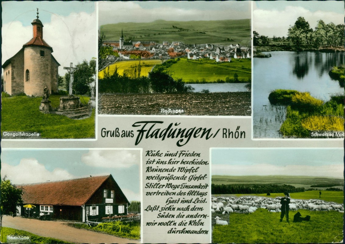 vergrößern: Bildseite historische Ansichtskarte von 1973: 4 Bild GangolfskapelleStadt Sennhütte Colorfotokarte:: Fladungen (Rhön)