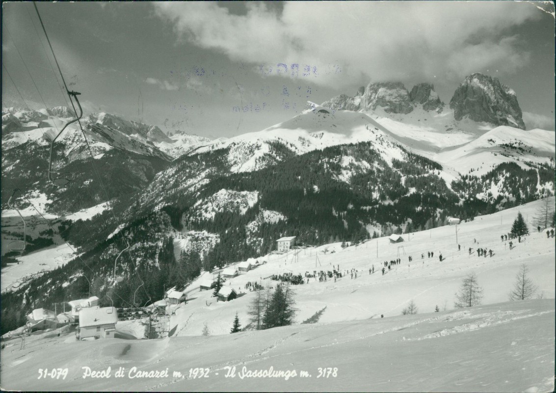vergrößern: Bildseite historische Ansichtskarte von 1967: Decol di Canazei Il Sassolungo Südtirol:: Kanzenei