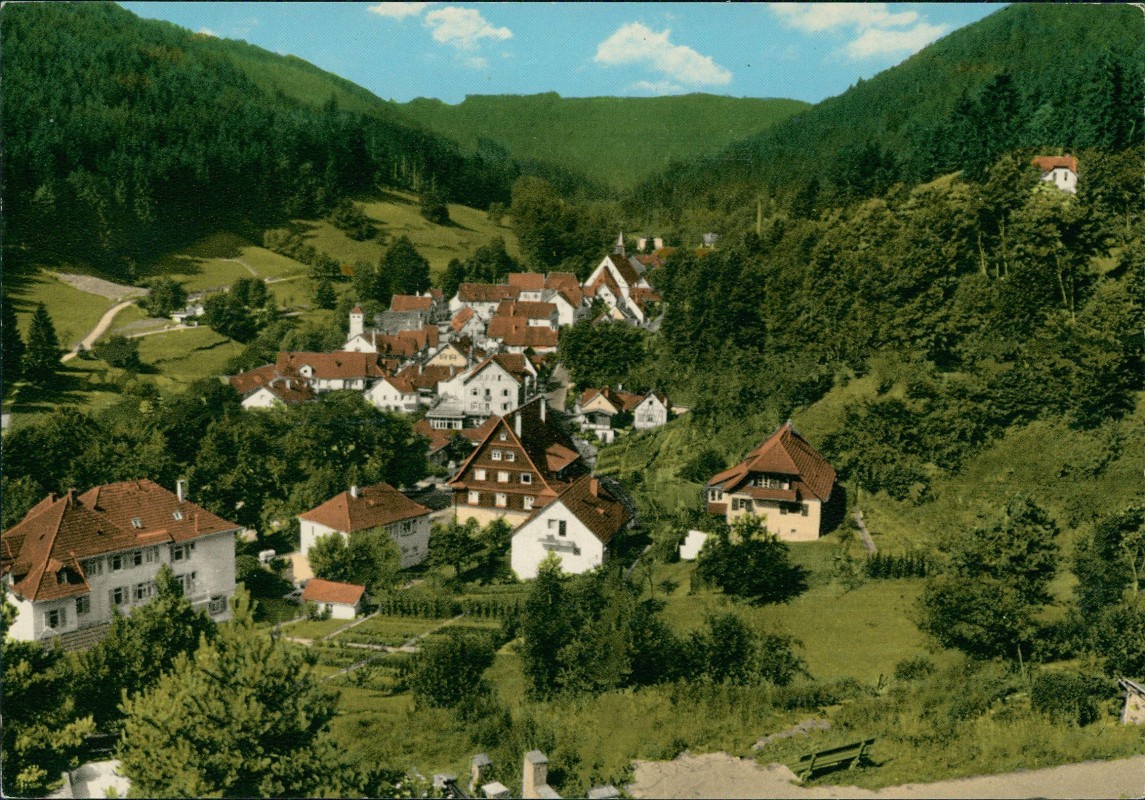 zoom: Image side vintage Postcard from 1968: im Schwarzwald - Stadpartie Colorfotokarte:: Bad Teinach-Zavelstein