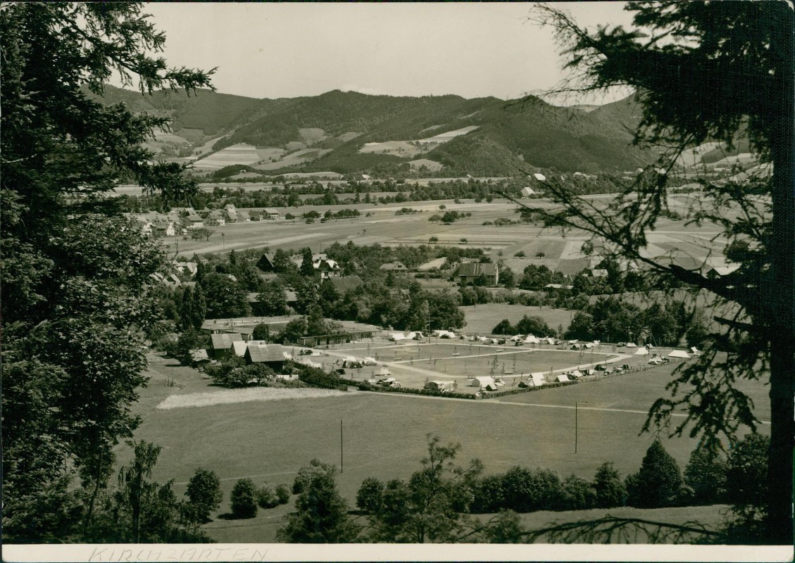 vergrößern: Bildseite historische Ansichtskarte von 1959: Zeltplatz Fotokarte:: Kirchzarten