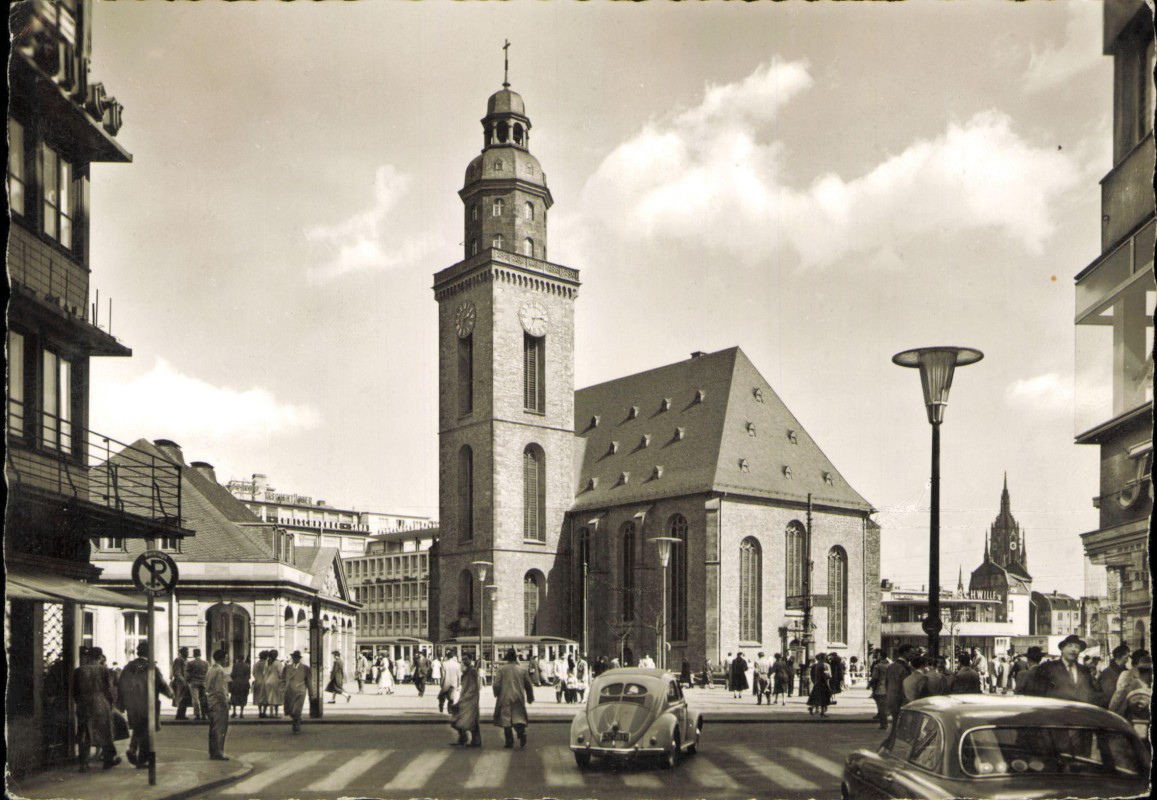 vergrößern: Bildseite historische Ansichtskarte von 1978: Hauptwache Straße VW Käfer:: Frankfurt am Main