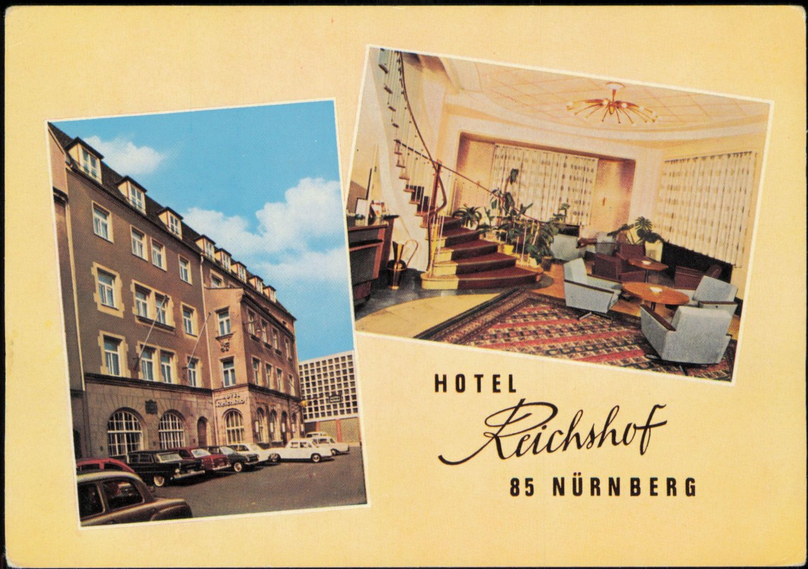 vergrößern: Bildseite historische Ansichtskarte von 1965: HOTEL REICHSHOF 2 Bild:: Nürnberg