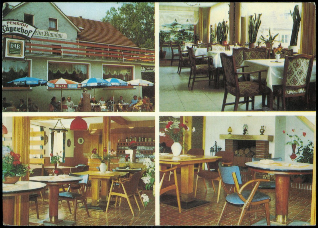 vergrößern: Bildseite historische Ansichtskarte von 1983: 4 Bild Cafe Restaurant Jägerhof:: Horn-Bad Meinberg