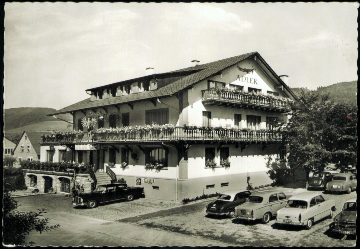 vergrößern: Bildseite historische Ansichtskarte von 1968: GASTHAUS ADLER - Fotokarte Schwarzwald:: Glottertal