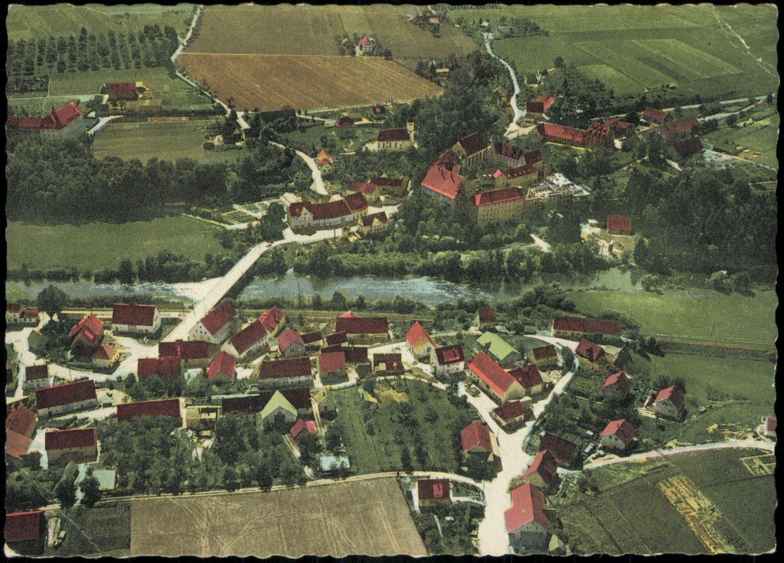 vergrößern: Bildseite historische Ansichtskarte von 1976: Luftbild Hauptstraße:: Untermarchtal