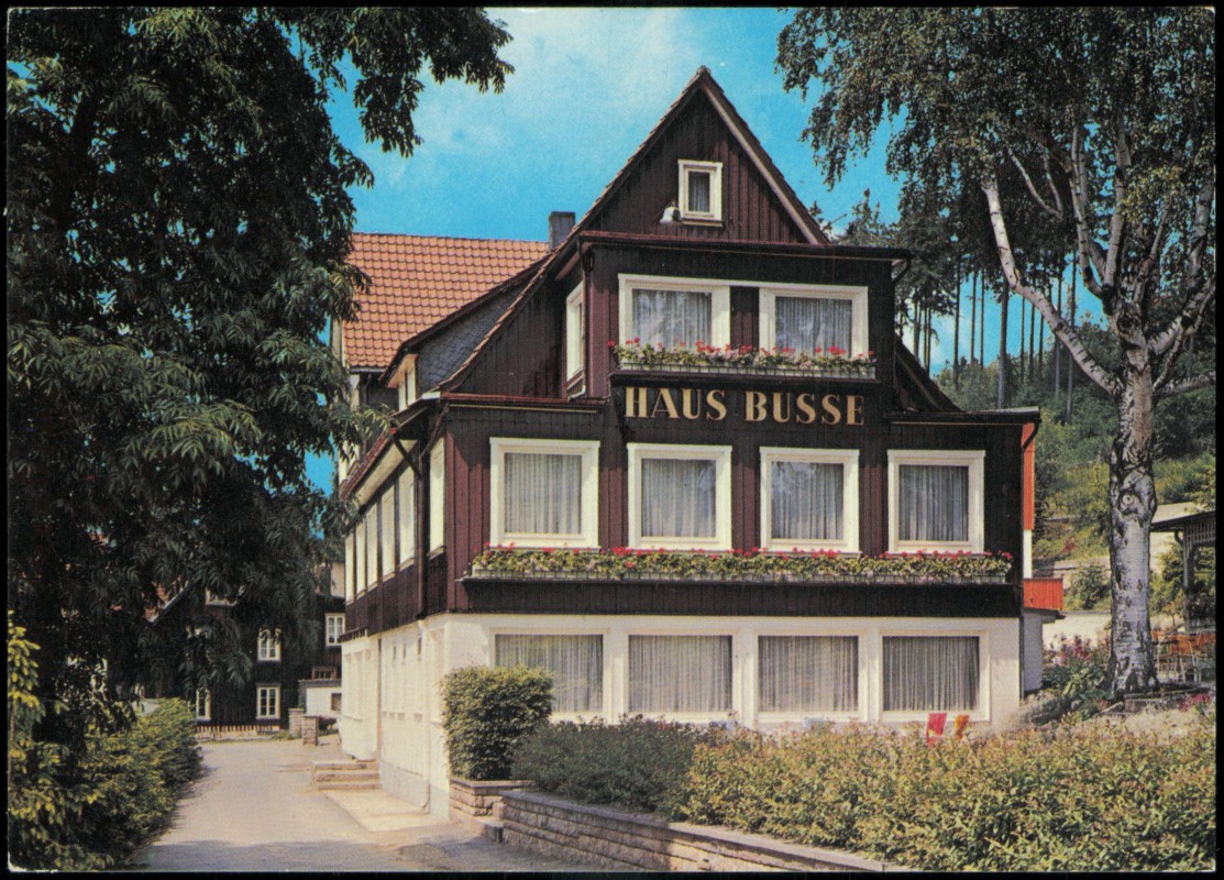 vergrößern: Bildseite historische Ansichtskarte von 1981: Gaststätte Haus Busse:: Braunlage