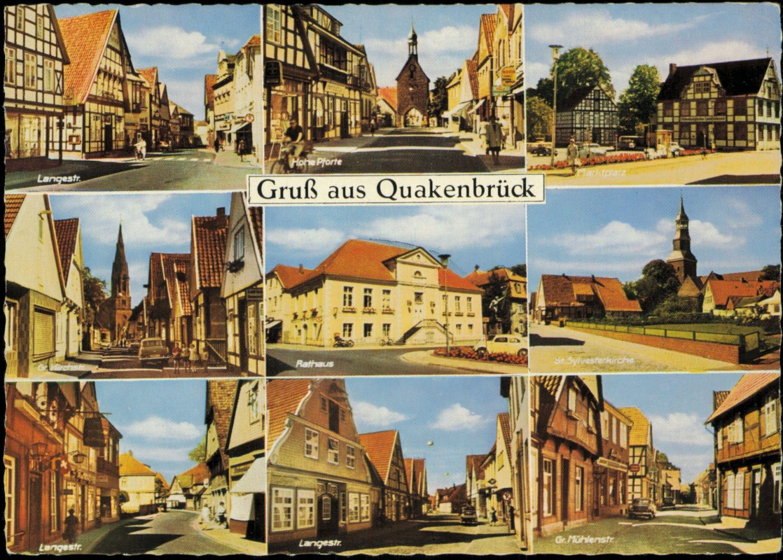 vergrößern: Bildseite historische Ansichtskarte von 1969: Mehrbild: Straßenansichten:: Quakenbrück