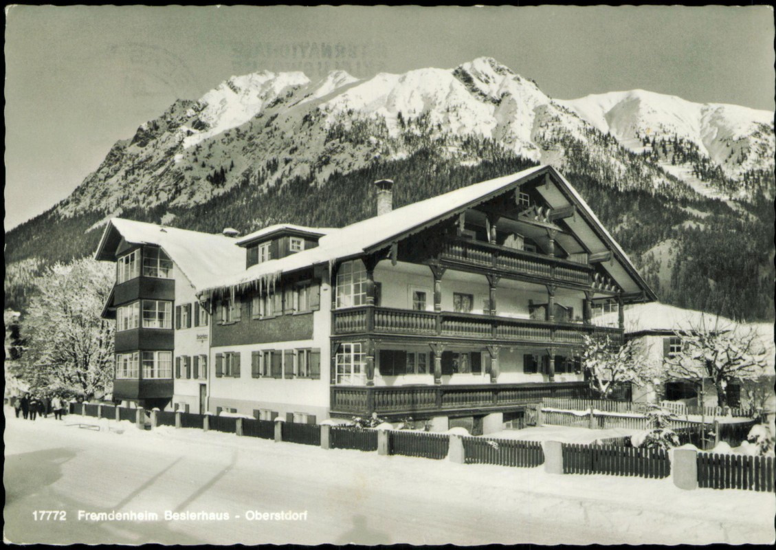 vergrößern: Bildseite historische Ansichtskarte von 1968: Fremdenheim Besierhaus:: Oberstdorf (Allgäu)