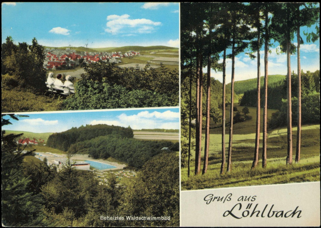 vergrößern: Bildseite historische Ansichtskarte von 1971: 3 Bild Stadtteilansichten:: Löhlbach