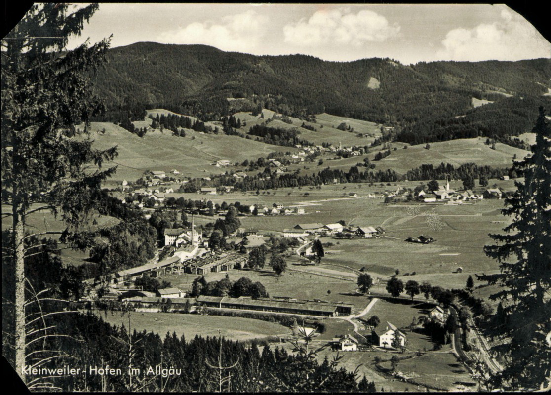vergrößern: Bildseite historische Ansichtskarte von 1962: im Hintergrund Bolsternang zu Füßen des Schwarzen Grat:: Kleinweiler-Weitnau