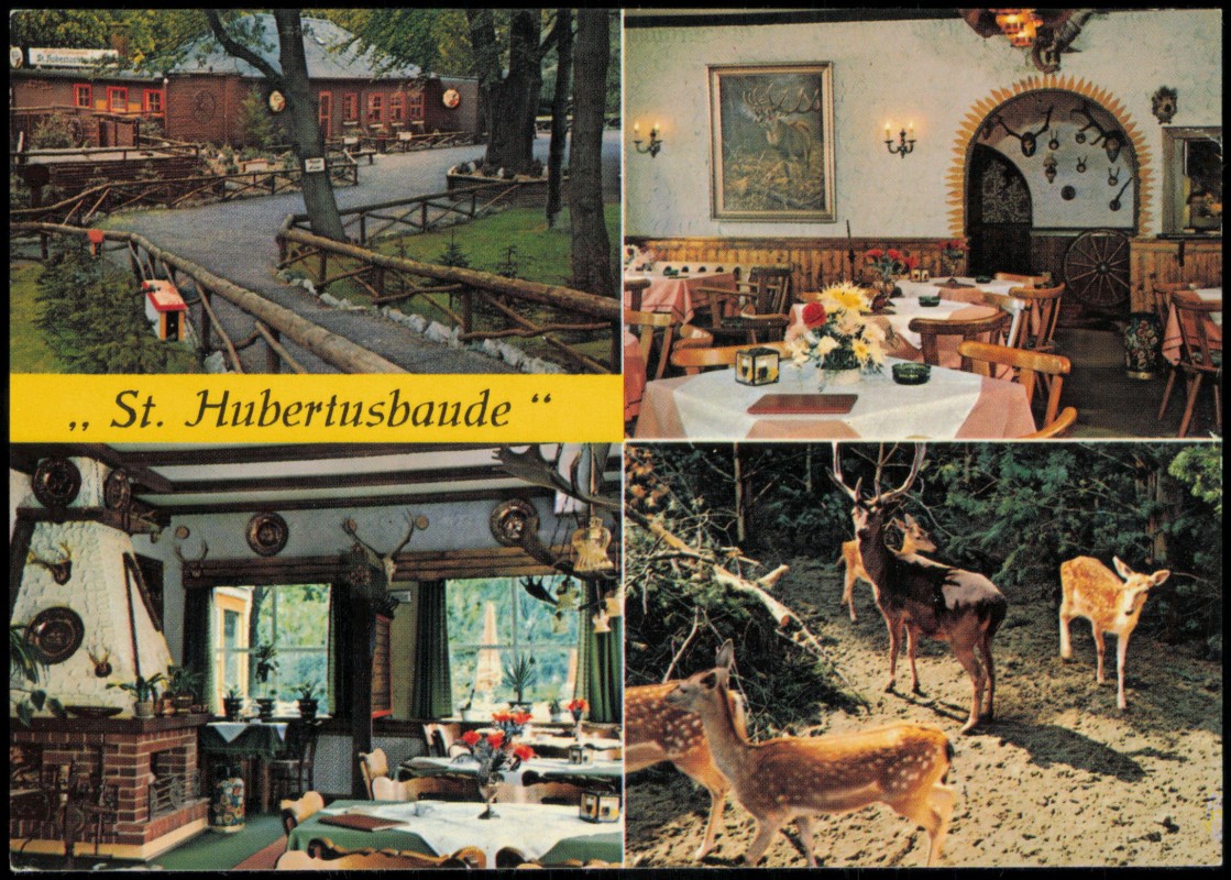 vergrößern: Bildseite historische Ansichtskarte von 1972: Café-Restaurant St. Hubertusbaude 4 Bild:: Wannsee-Berlin