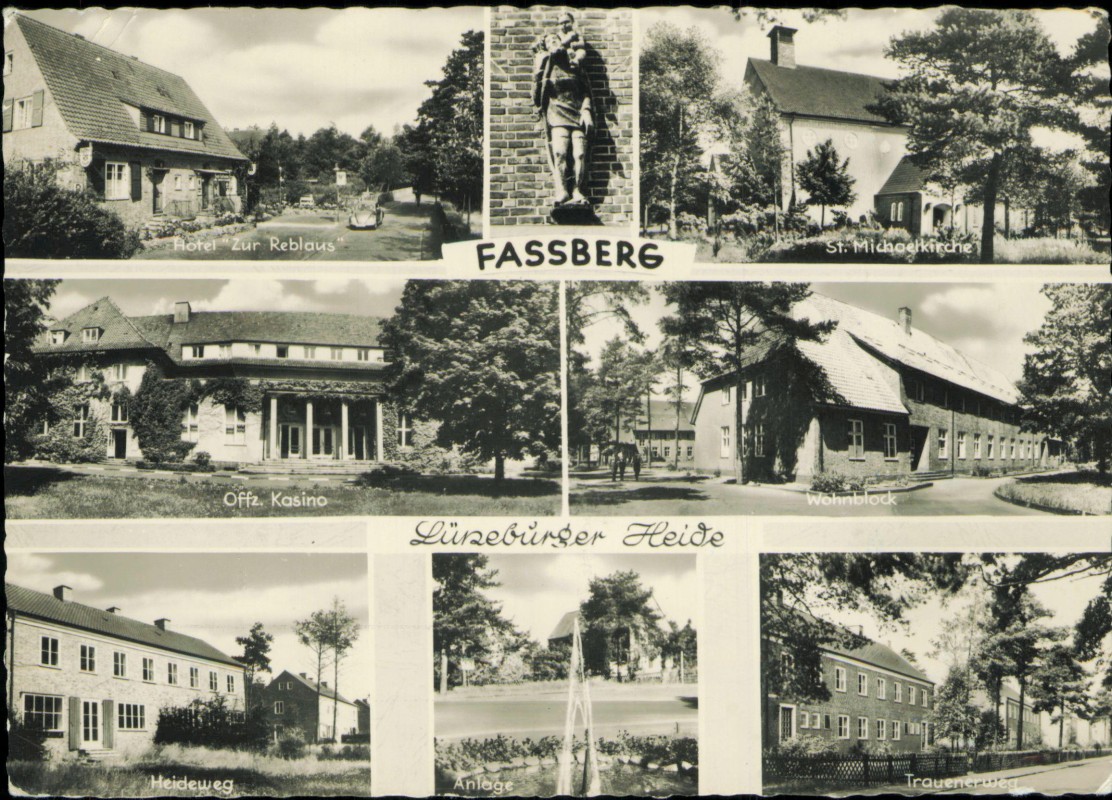 zoom: Image side vintage Postcard from 1961: MB: Hotel, Heideweg, Offizier-Casino:: Faßberg