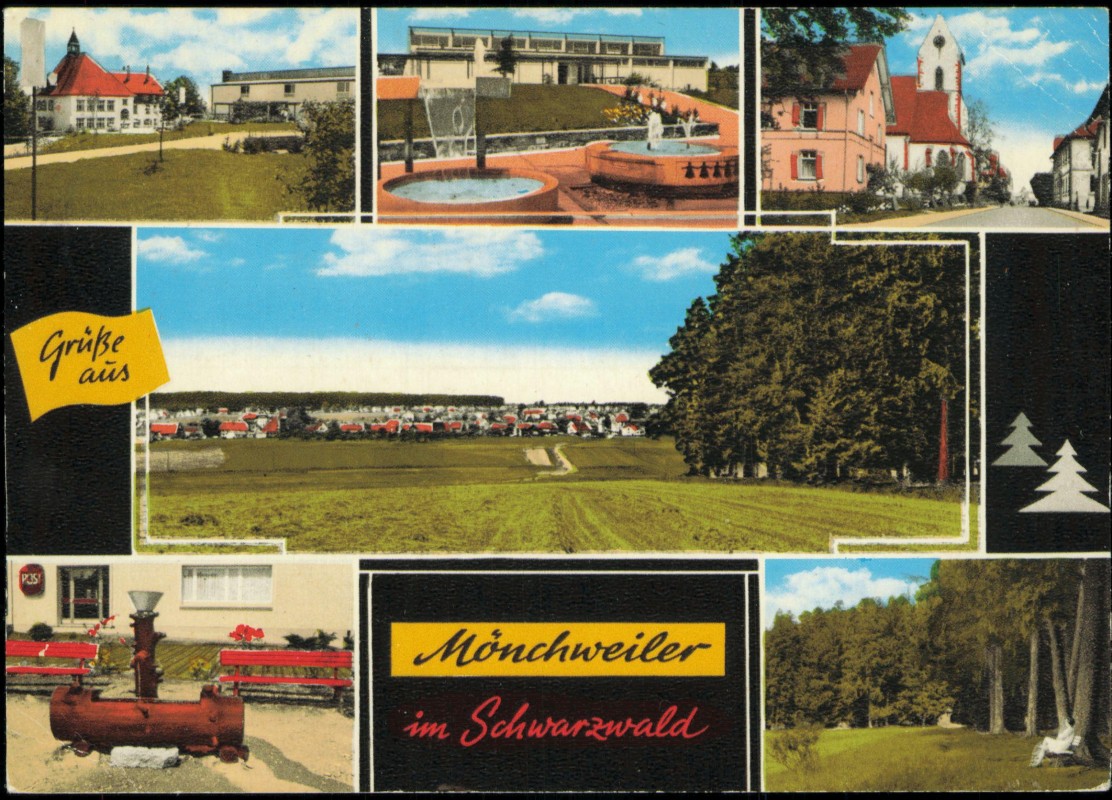 zoom: Image side vintage Postcard from 1977: MB Schwarzwald Straße Totale:: Mönchweiler (Schwarzwald-Baar-Kreis)