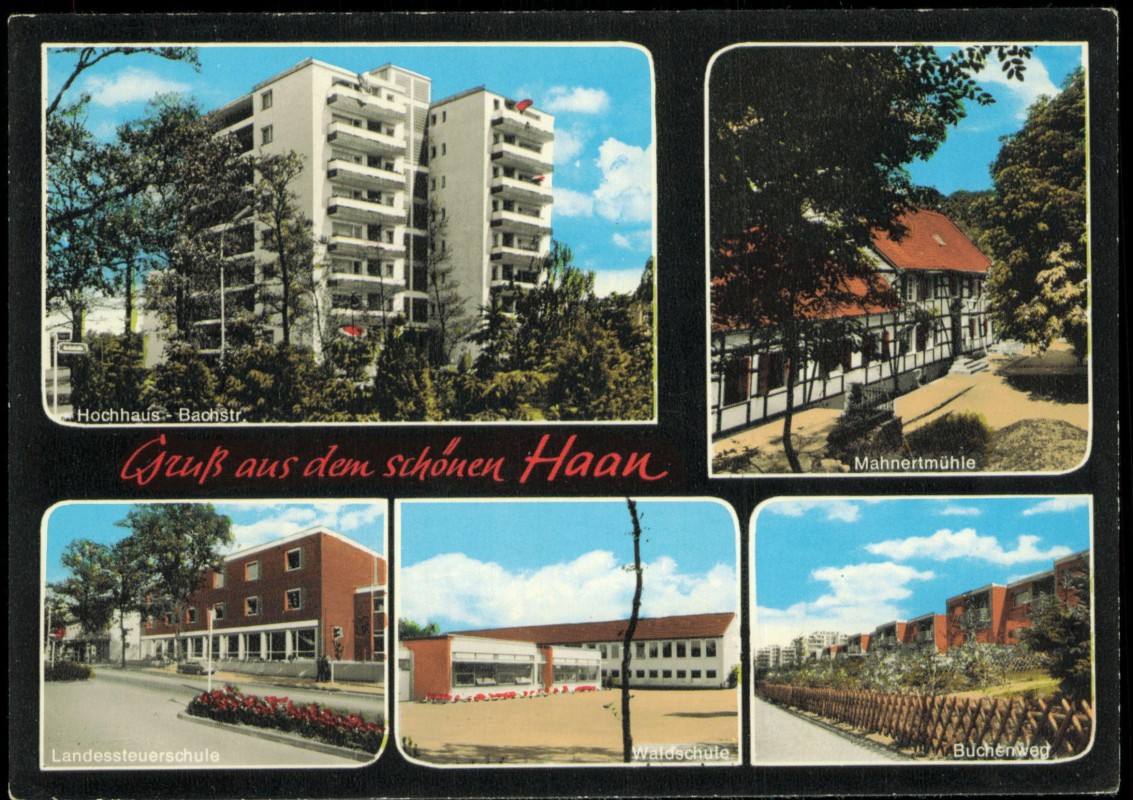 vergrößern: Bildseite historische Ansichtskarte von 1978: MB Hochhäuser Wohnsiedlung:: Haan