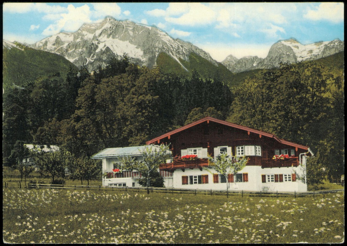 zoom: Image side vintage Postcard from 1974: Fremdenheim Grünsteineck Schönau:: Berchtesgaden
