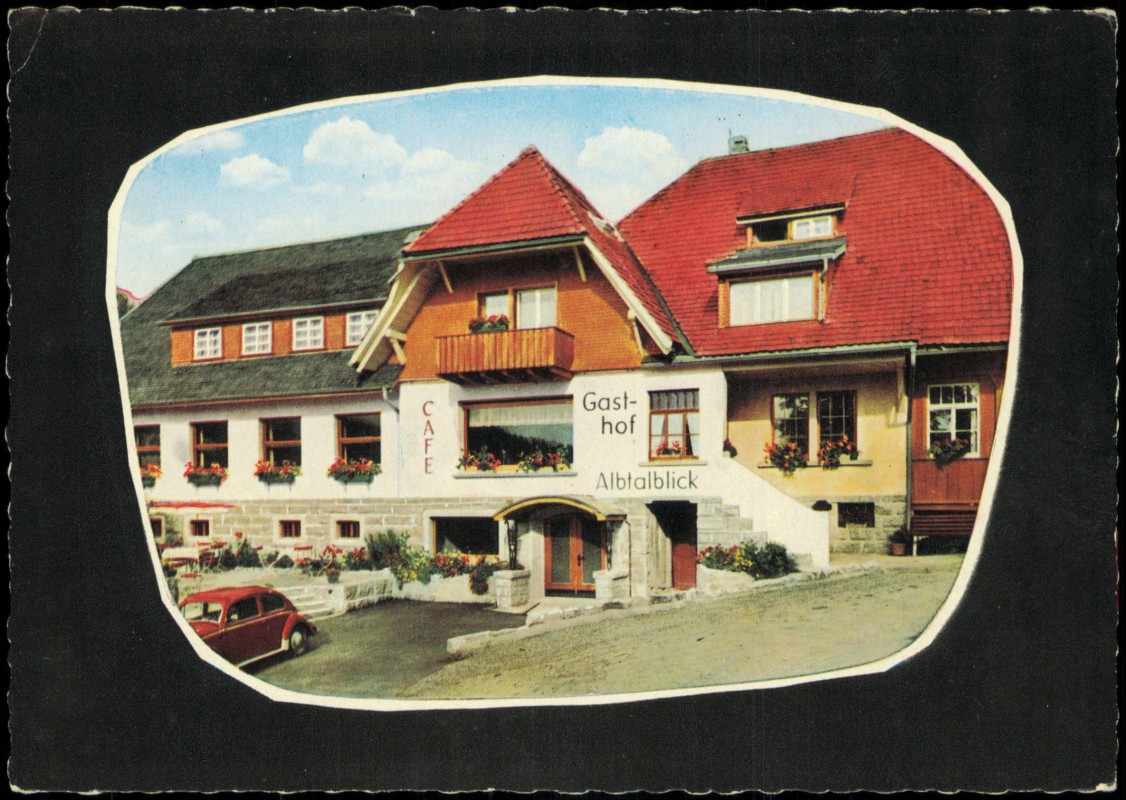 vergrößern: Bildseite historische Ansichtskarte von 1965: Hotel Albtalblick:: Häusern