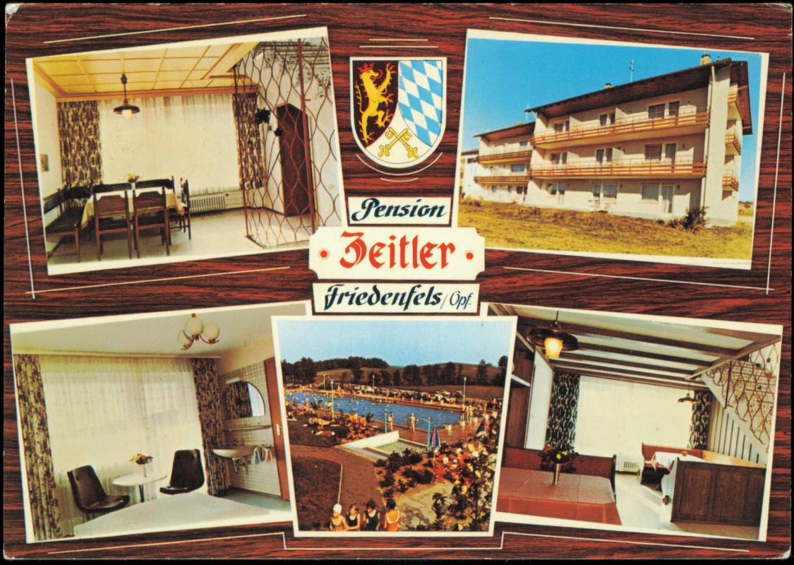 vergrößern: Bildseite historische Ansichtskarte von 1978: Mehrbild Pension Zeitler:: Friedenfels (Oberpfalz Lk Tirschenreuth)