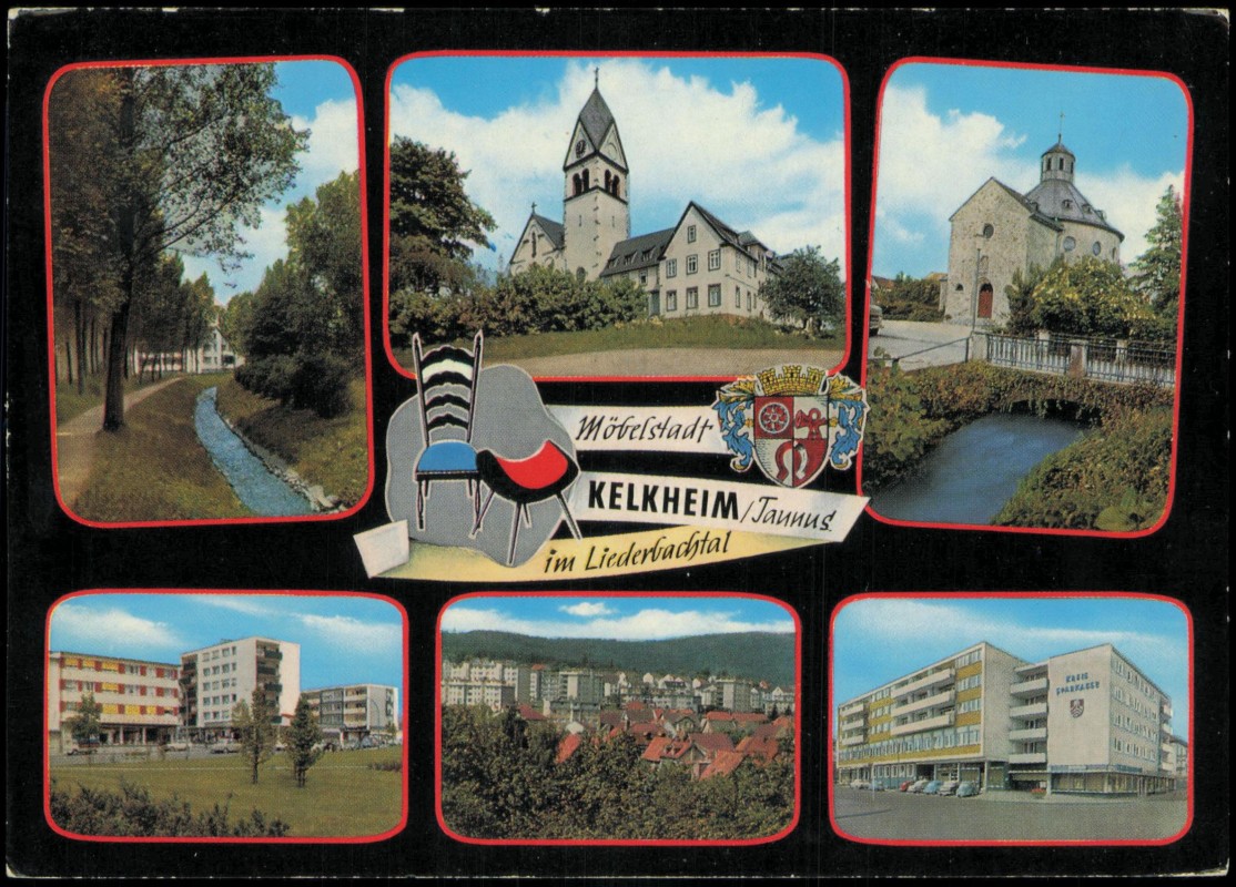 vergrößern: Bildseite historische Ansichtskarte von 1968: Mb Stadtteilansichten:: Kelkheim (Taunus)