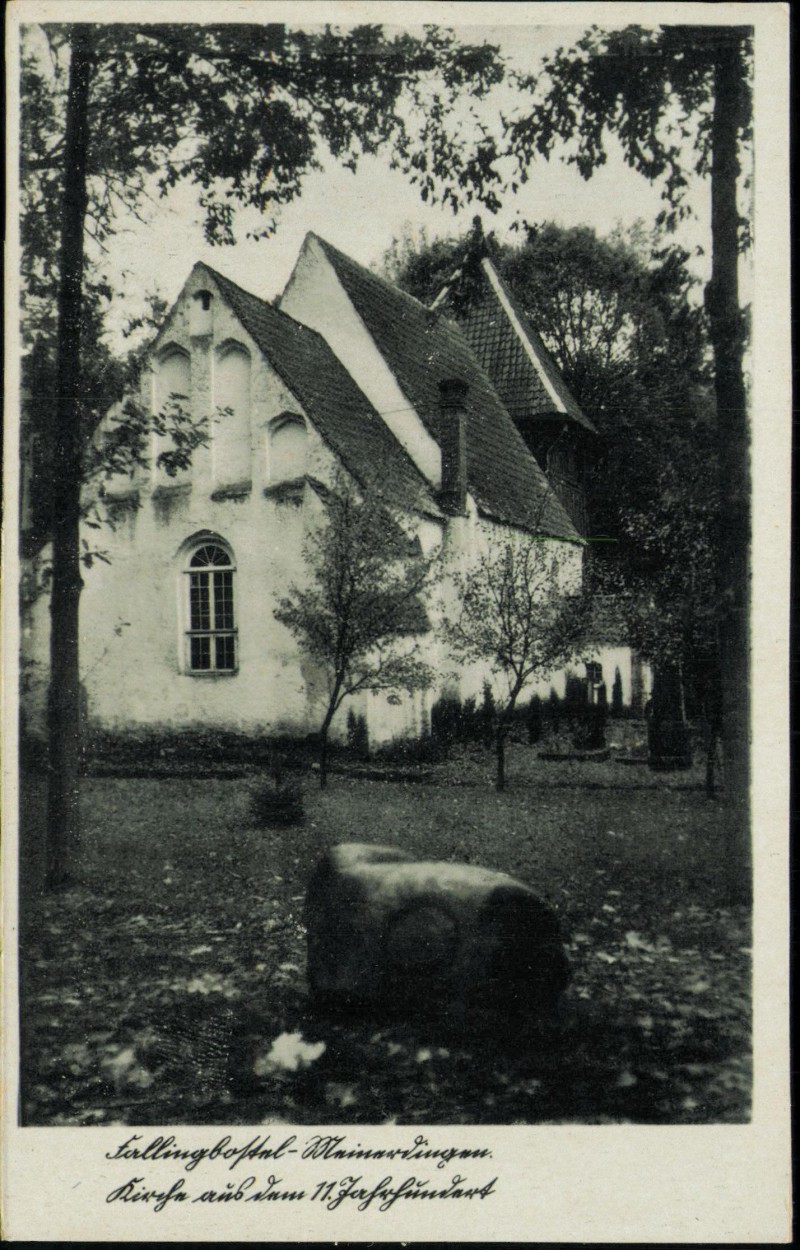 vergrößern: Bildseite historische Ansichtskarte von 1940: Meinerdingen Kirche aus dem 11.Jh.:: Honerdingen-Walsrode
