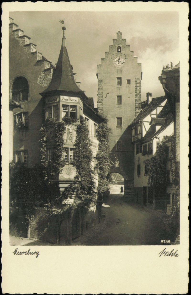 vergrößern: Bildseite historische Ansichtskarte von 1935: Straßenpartie Haus zum Bären:: Meersburg