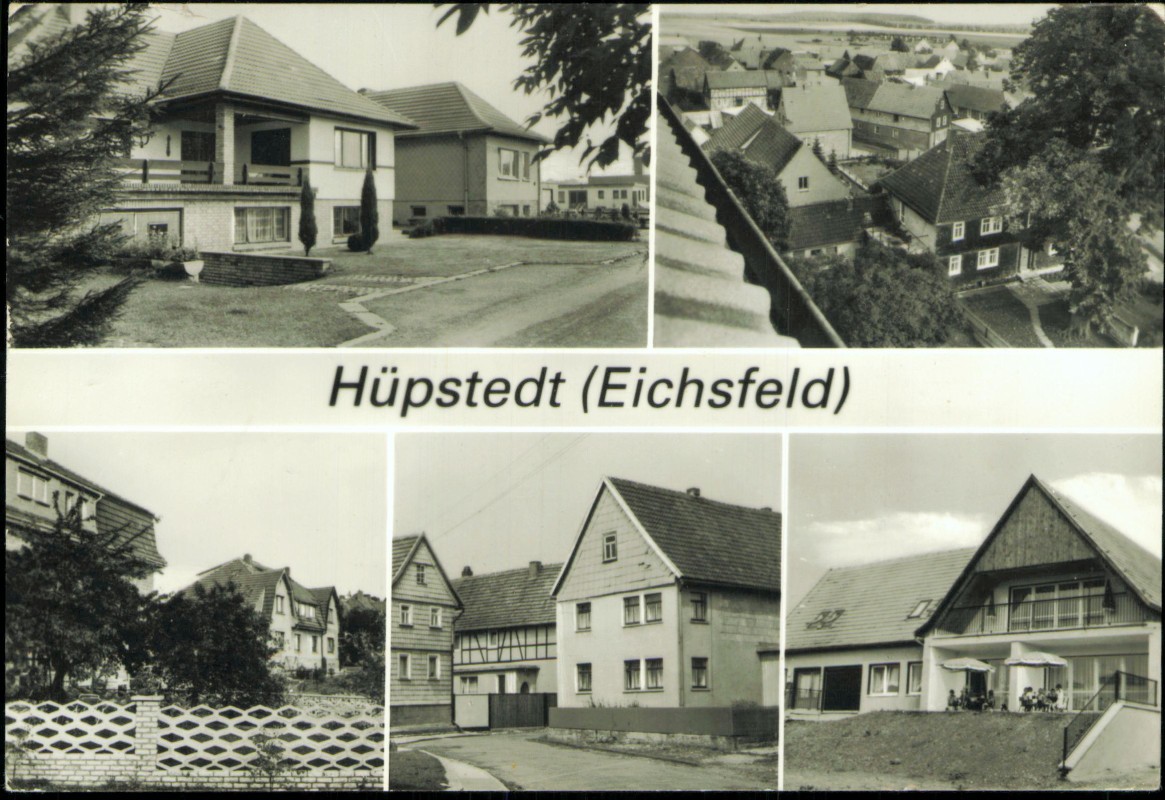 vergrößern: Bildseite historische Ansichtskarte von 1987: Mehrbild Fotokarte Einfamilienhäuser:: Hüpstedt-Dingelstädt