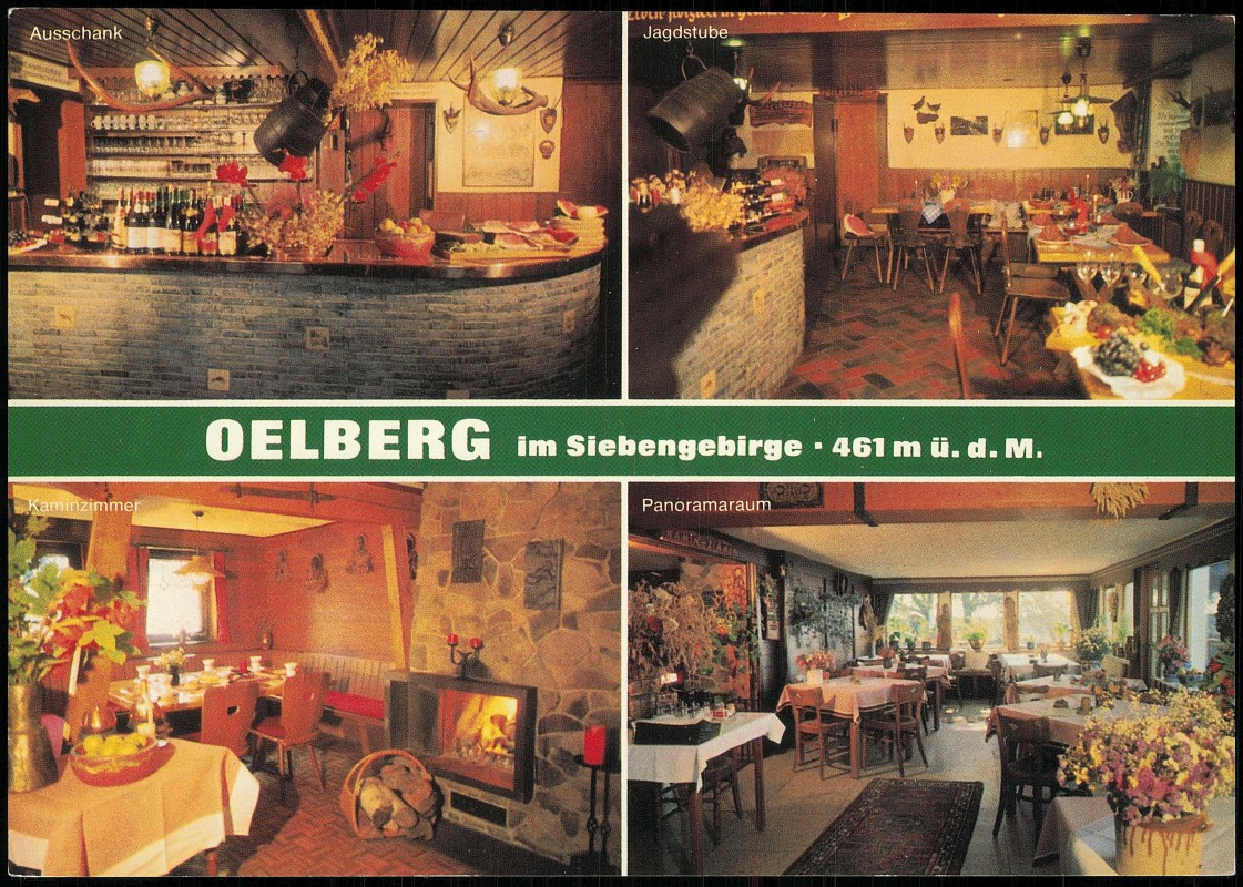 vergrößern: Bildseite historische Ansichtskarte von 1970: BERGGASTHAUS auf dem Oelberg (Mehrbildkarte):: Königswinter