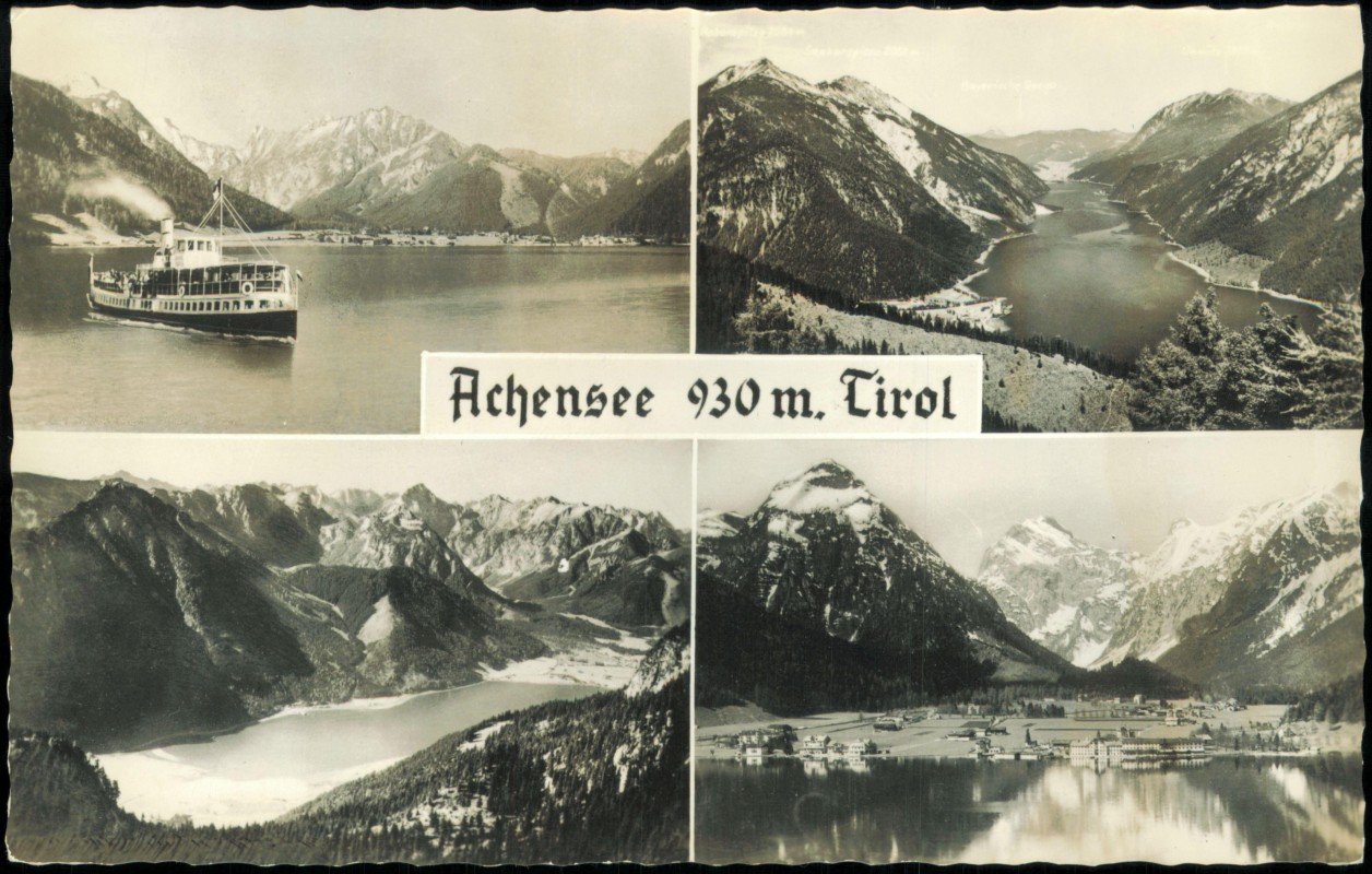 vergrößern: Bildseite historische Ansichtskarte von 1957: Mehrbildkarte Achensee in Tirol:: Achensee