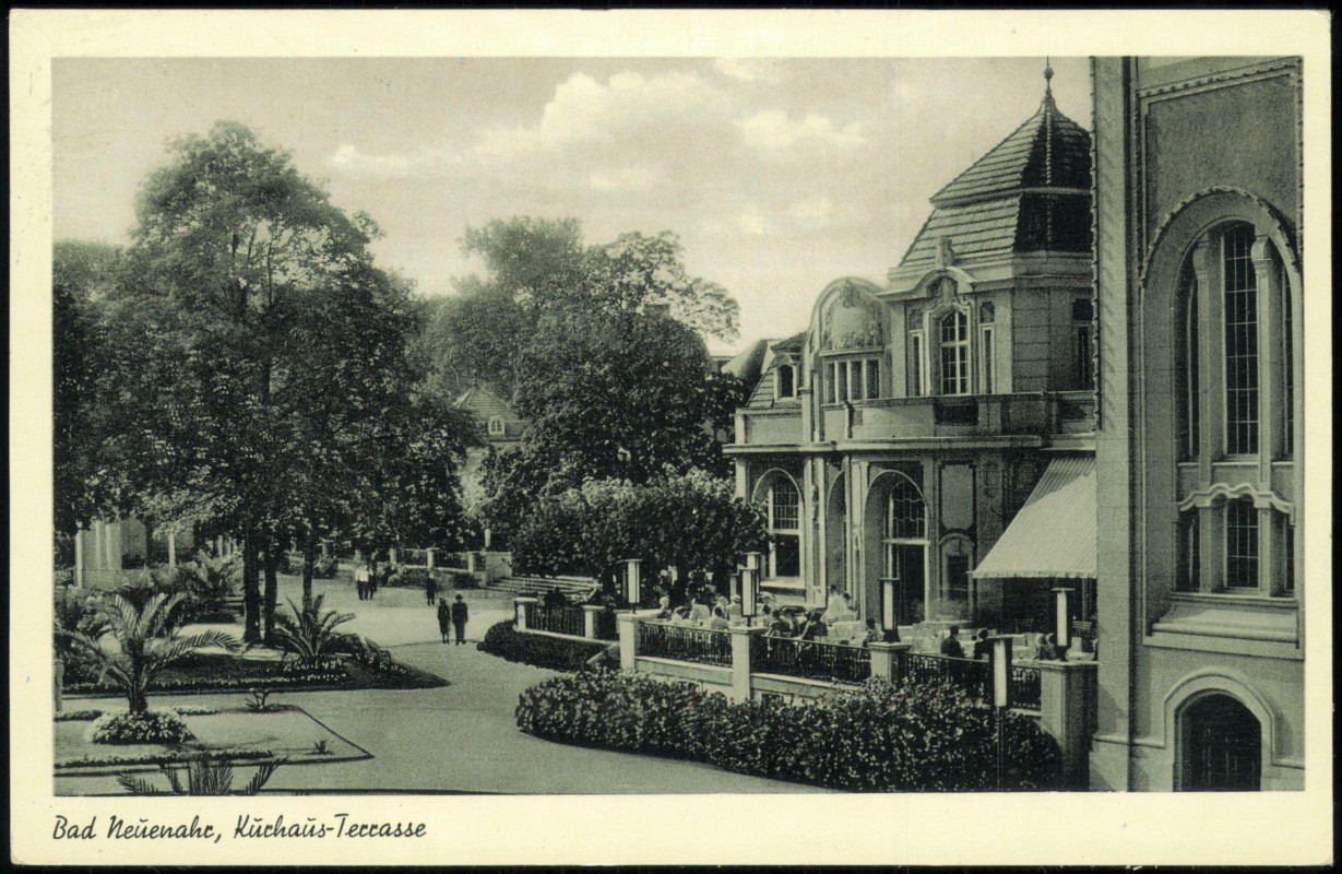 vergrößern: Bildseite historische Ansichtskarte von 1954: Kurhaus-Terrasse:: Bad Neuenahr-Bad Neuenahr-Ahrweiler