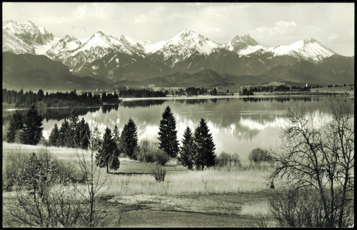 vergrößern: Bildseite historische Ansichtskarte von 1967: Am Bannwaldsee - Füssener Land Allgäu:: Schwangau