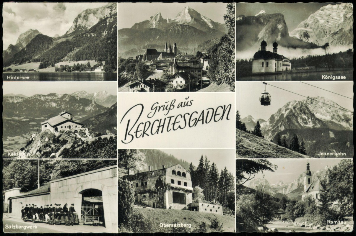 vergrößern: Bildseite historische Ansichtskarte von 1959: Obersalzberg Salzbergwerk Ramsau uvm:: Berchtesgaden