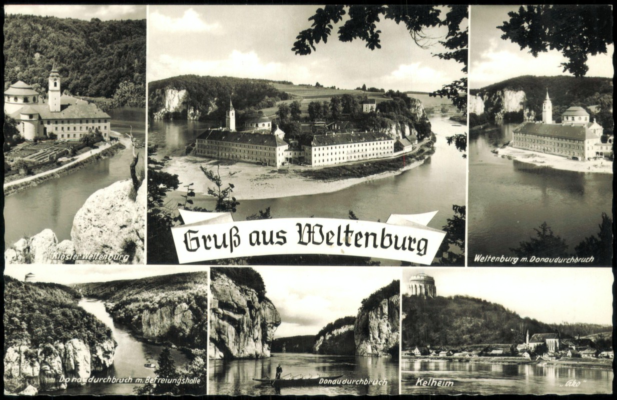 vergrößern: Bildseite historische Ansichtskarte von 1964: Weltenburg m. Donaudurchbruch Kehlheim:: Weltenburg-Kelheim